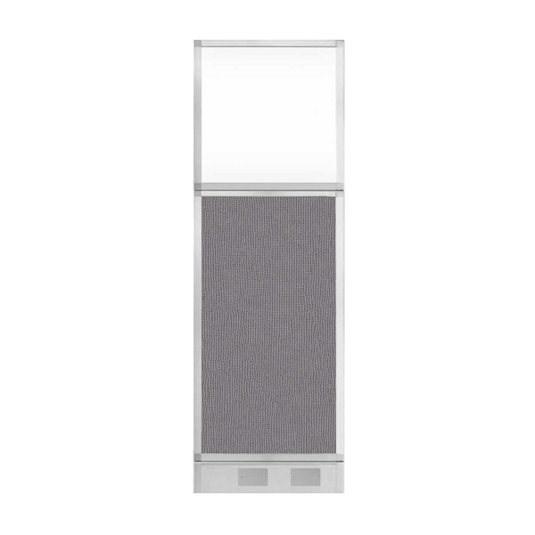 Versare Hush Panel Configurable Cubicle Partition 2' x 6' Slate Fabric Clear Window w/ Cable Channel 1856219-2 - main